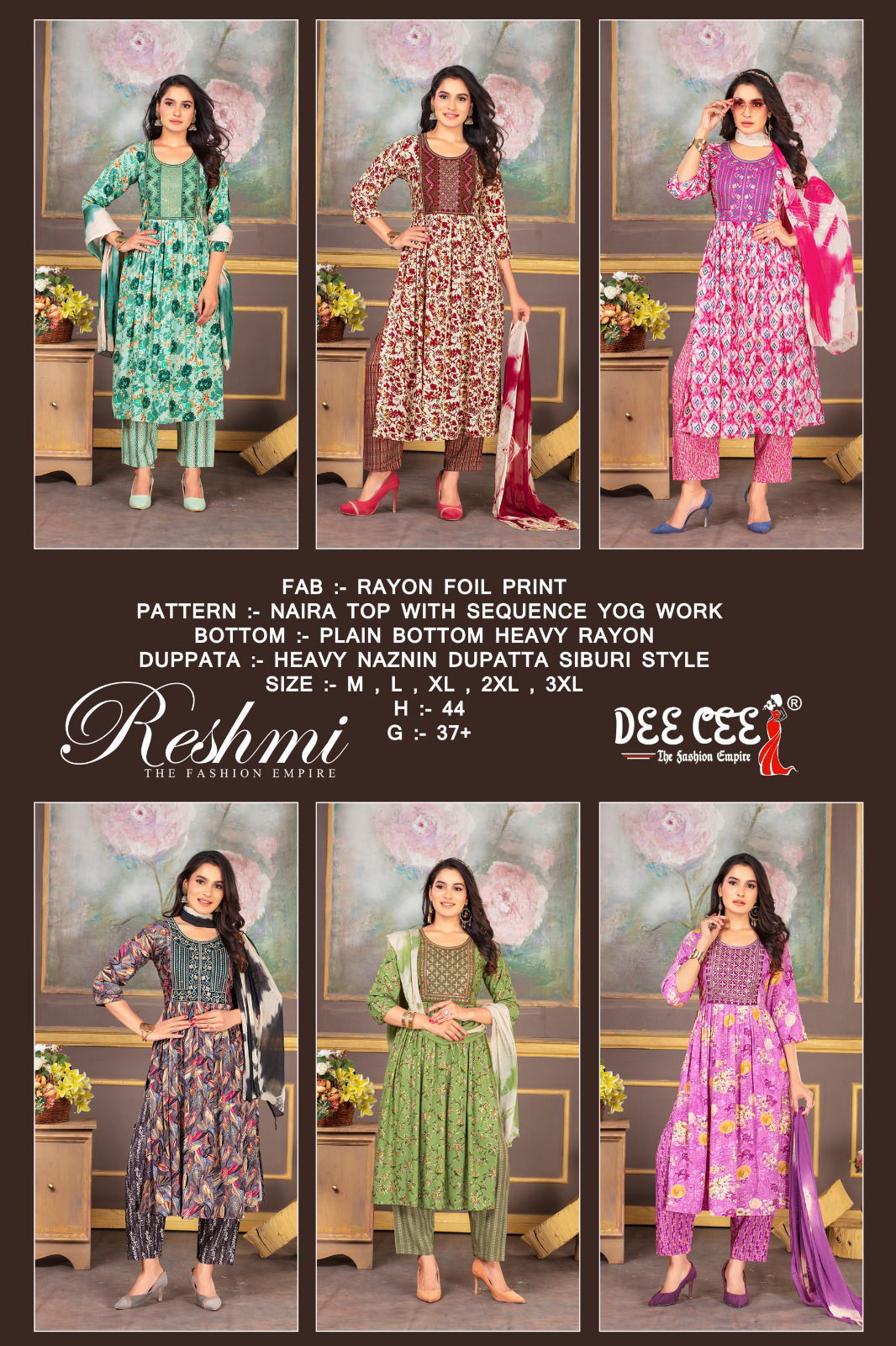 Reshmi By Deecee Rayon Foil Printed Naira Cut Kurti With Bottom Dupatta Wholesale Price In Surat
